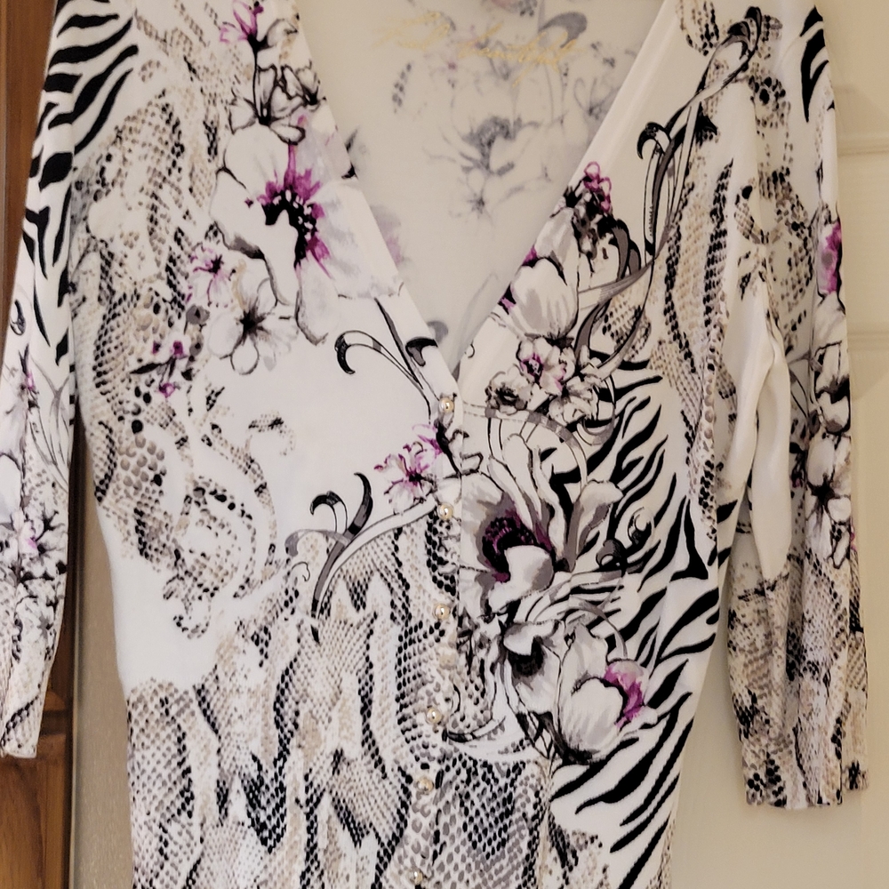 White House Black Market Floral Zebra Cardigan